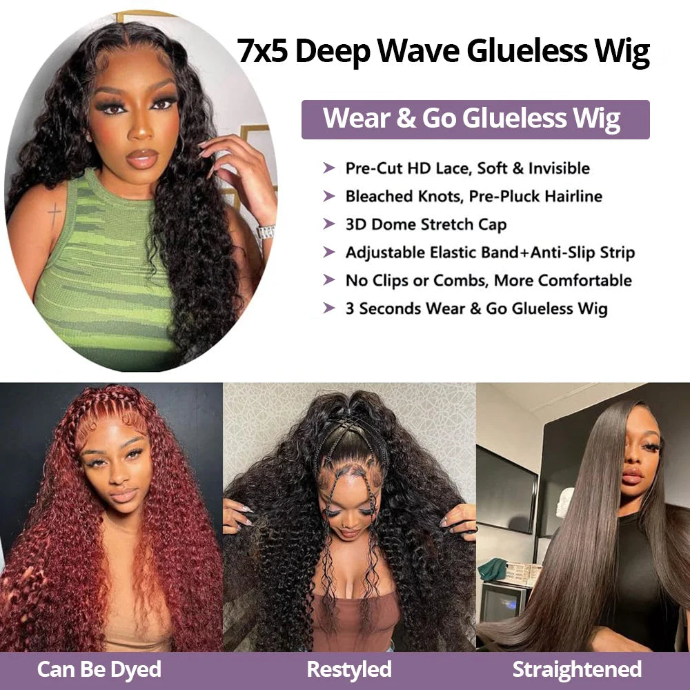 Deep Wave Glueless Wig